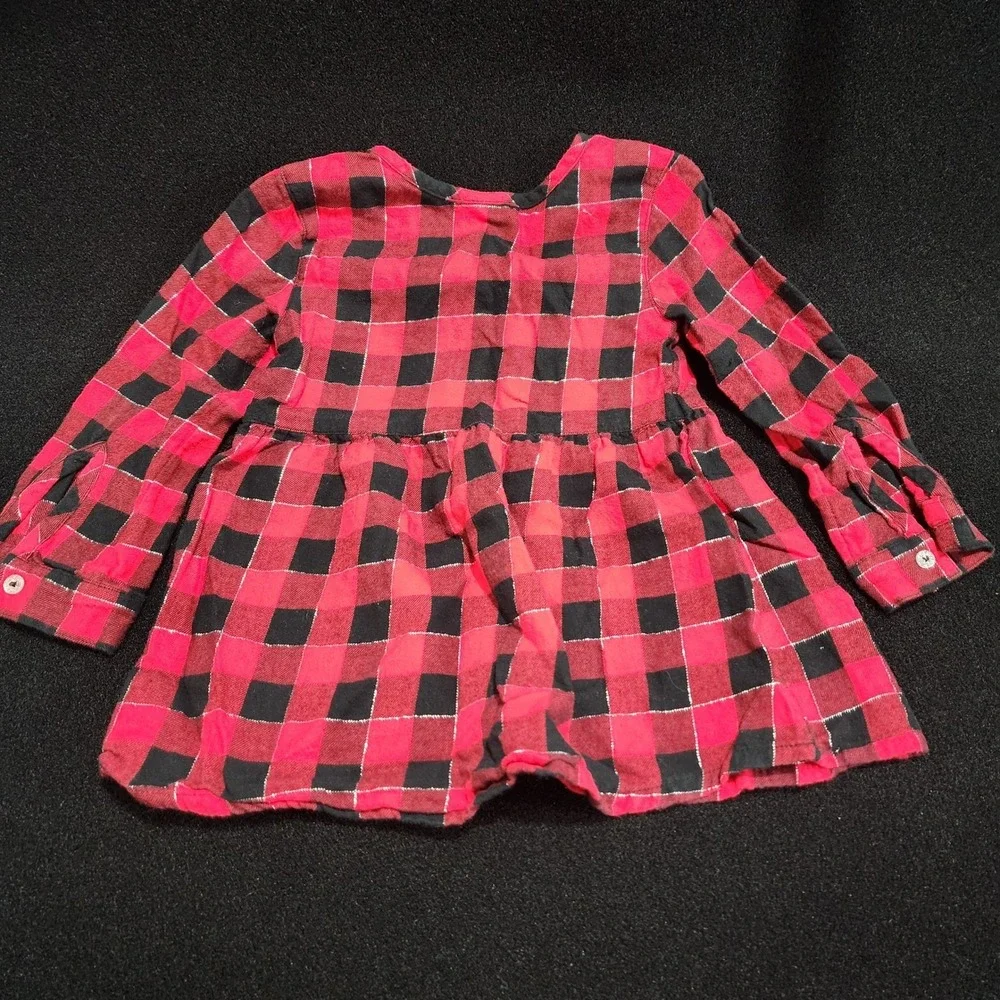 Jumping Beans Red Black‎ Buffalo Plaid Long Sleeve Tunic Shirt Toddler Girls 3T